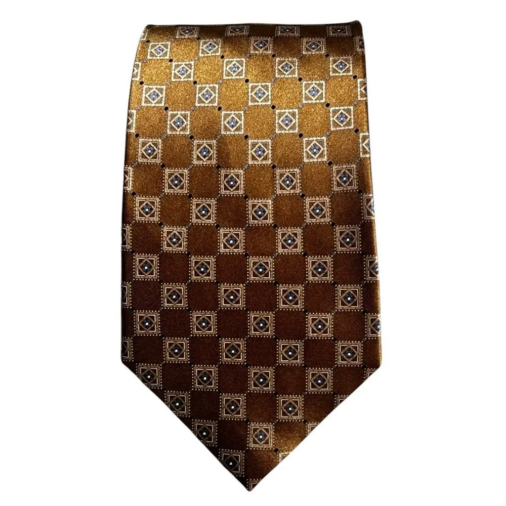 Joseph & Feiss Gold Geo Pattern 100% Silk Men's Tie